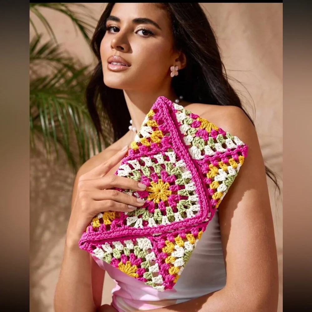 Bright Colorful Crochet Clutch - Picture 8 of 11